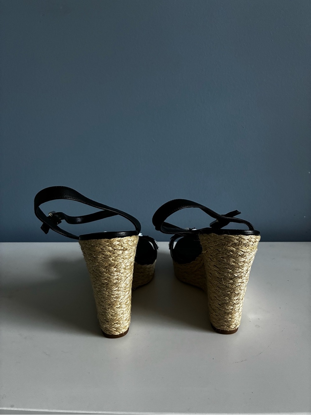 Michael Kors Black Espadrille Wedge Sandals with Floral Appliqués - Picture 3 of 5